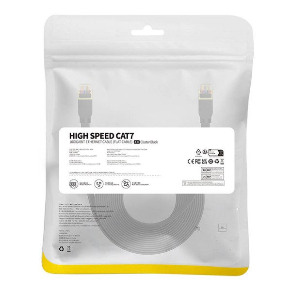 Baseus Cat 7 UTP Ethernet RJ45 kabelis Plokščias 8 m juodas