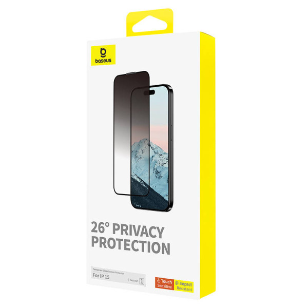 Privatumo apsauga grūdintas stiklas Baseus Diamond iPhone 15