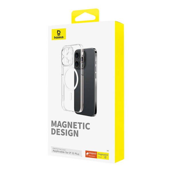 Magnetinis telefono dėklas skirtas iPhone 15 Plus Baseus OS-Lucent serijai skaidrus