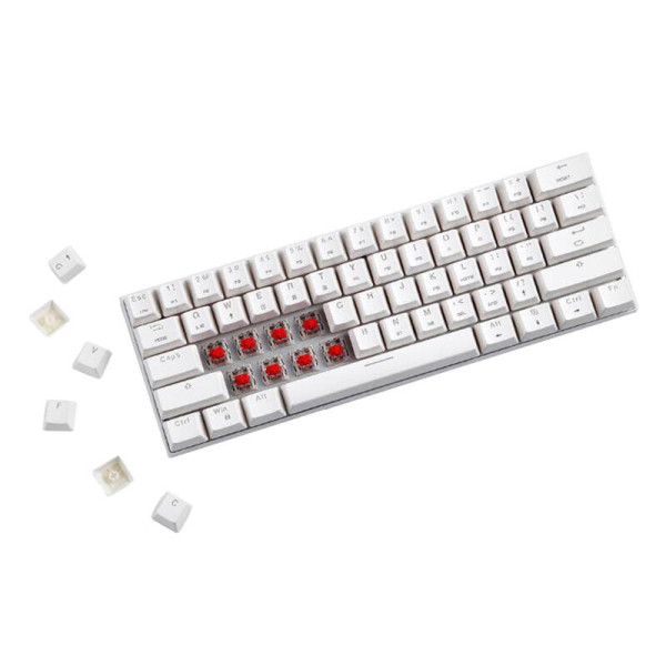 Belaidė mechaninė klaviatūra Motospeed SK62 White mėlynas jungiklis