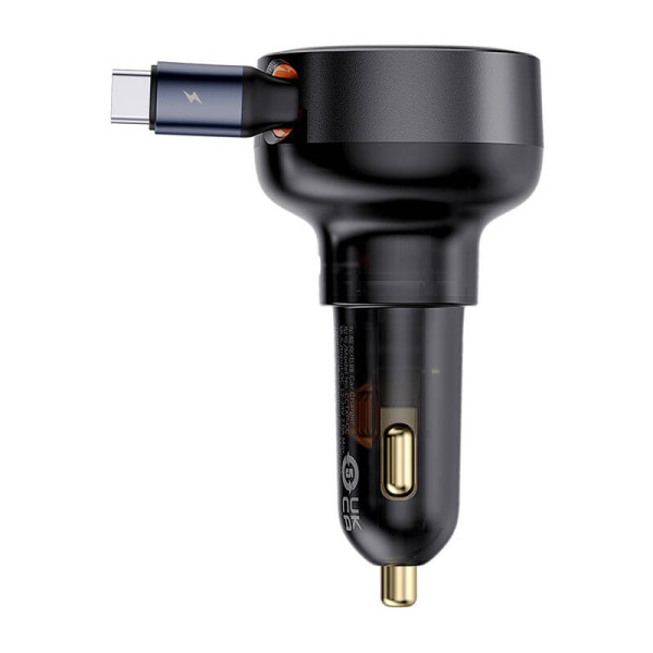 Automobilinis įkroviklis Baseus Enjoyment Pro su USB-C laidu 60 W juodas