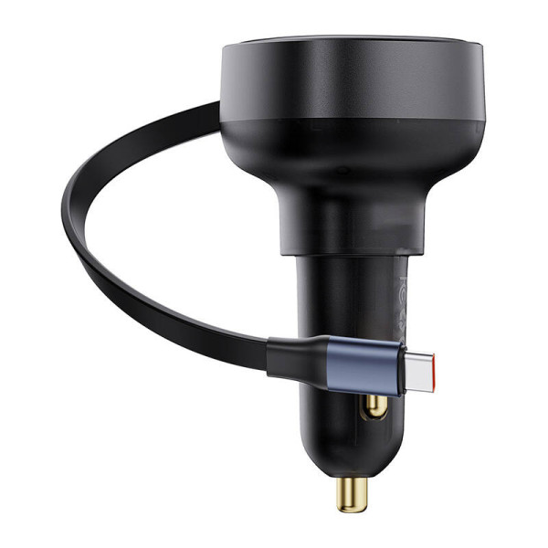 Automobilinis įkroviklis Baseus Enjoyment Pro su USB-C laidu 60 W juodas