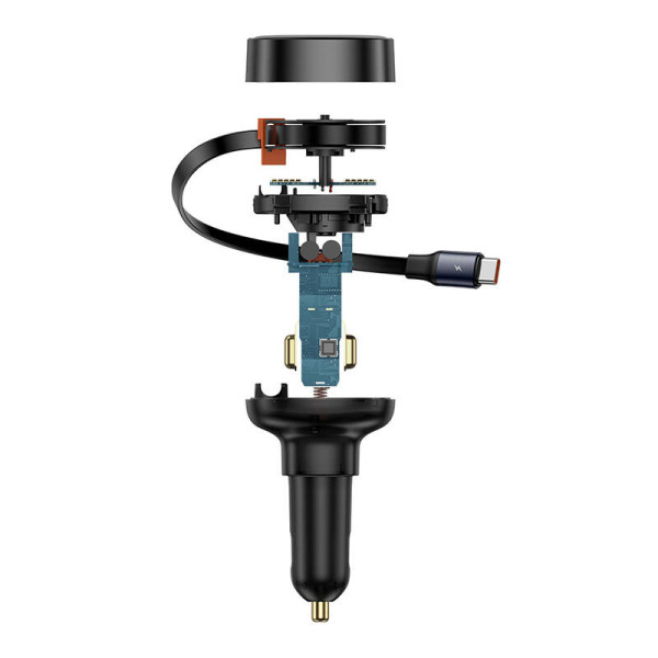 Automobilinis įkroviklis Baseus Enjoyment Pro su USB-C laidu 60 W juodas