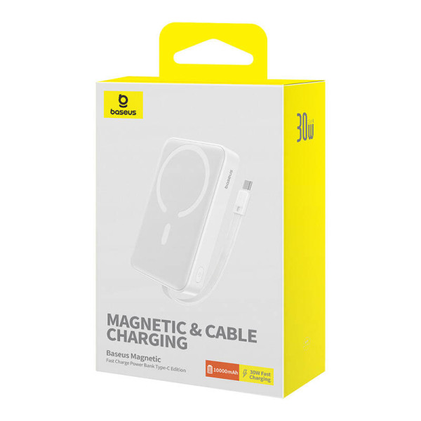 Powerbank Baseus Magnetic Mini 10000mAh USB-C 30W MagSafe balta