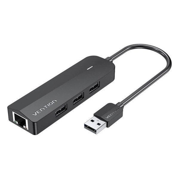 Hub USB 20 3-port su Ethernet adapteriu 100Mbps ventiliacija CHPBB 015m juoda