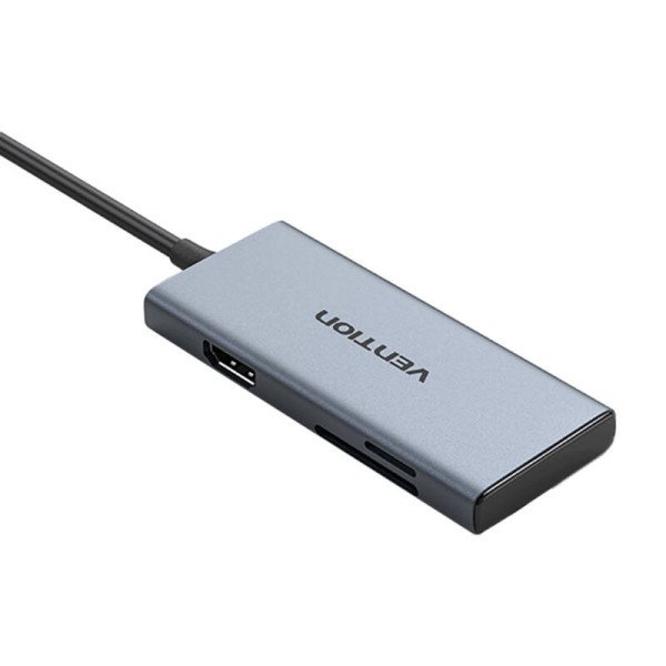 USB-C prie HDMI 3x USB 30 SD TF Hub Vention TOOHB 015 m pilka