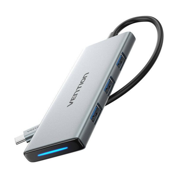 USB-C prie HDMI 3x USB 30 SD TF PD Hub Vention TOPHB 015 m pilka