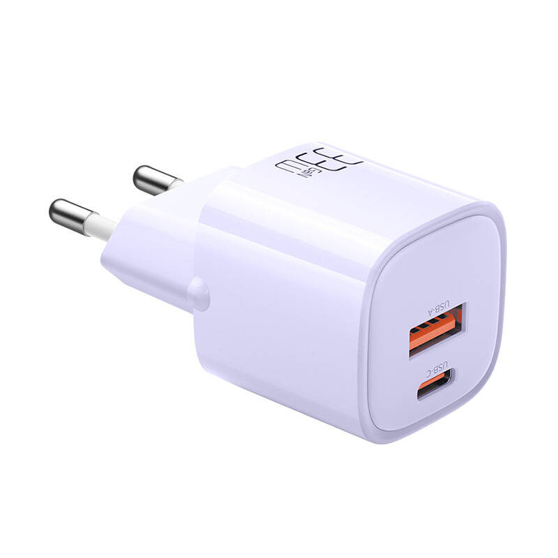 Įkroviklis GaN 33W Mcdodo CH-0155 USB-C USB-A violetinė Įkroviklis GaN 33W Mcdodo CH-0155 USB-C USB-A violetinė