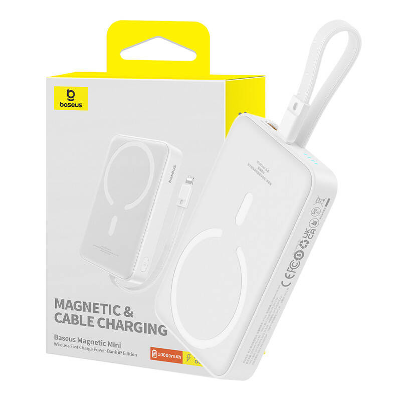 Powerbank Baseus Magnetic Mini 10000mAh USB-C 20W MagSafe balta Powerbank Baseus Magnetic Mini 10000mAh USB-C 20W MagSafe balta