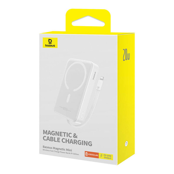 Powerbank Baseus Magnetic Mini 10000mAh USB-C 20W MagSafe balta