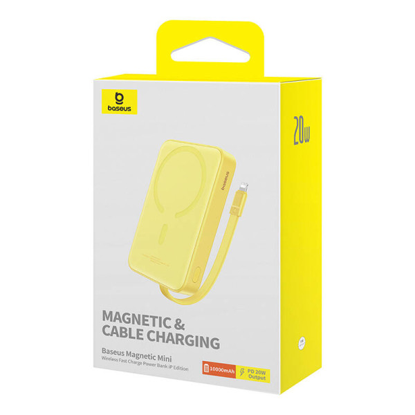 Powerbank Baseus Magnetic Mini 10000mAh USB-C 20W MagSafe geltona