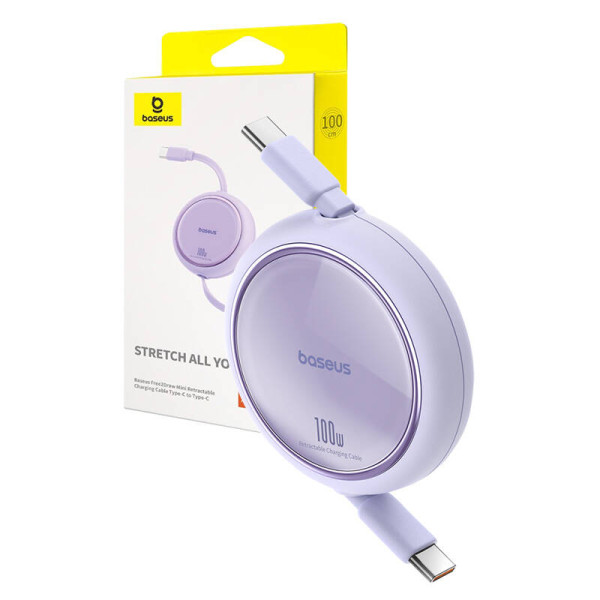 Laidas iš USB-C į USB-C Baseus Free2Draw PD 100 W 1 m violetinė