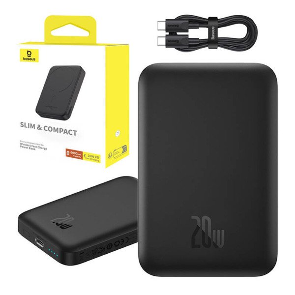 Mini Wireless PowerBank 20W Baseus juodas