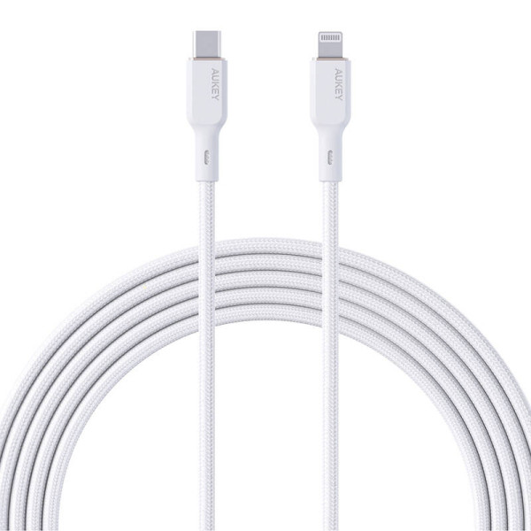Aukey CB-NCL2 USB-C laidas su Lightning 18 m baltas
