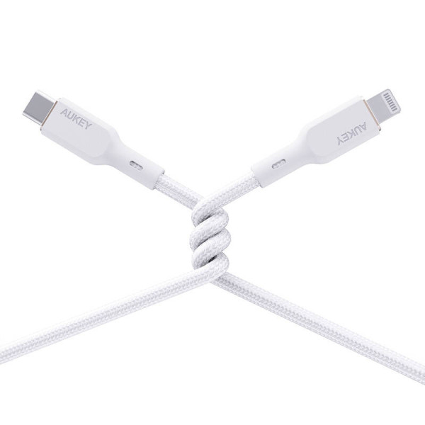 Aukey CB-NCL2 USB-C laidas su Lightning 18 m baltas
