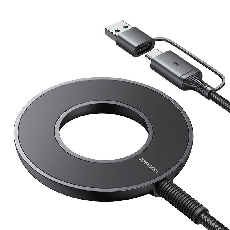 Joyroom JR-WQM03 magnetinis įkroviklis USB + USB-C 12 m juodas Joyroom JR-WQM03 magnetinis įkroviklis USB + USB-C 12 m juodas