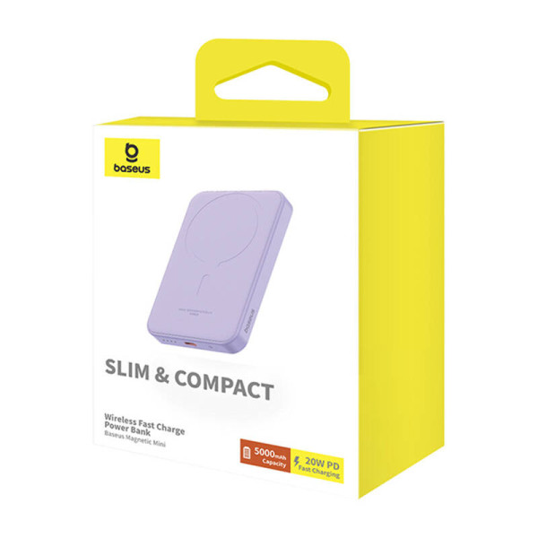Magnetinis Mini Powerbank Baseus 5000mAh 20W violetinė