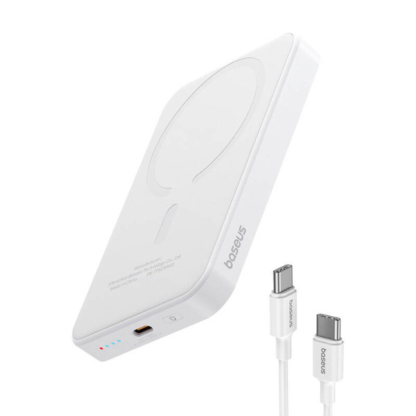 Magnetinis Mini Powerbank Baseus 5000mAh USB-C 20W balta