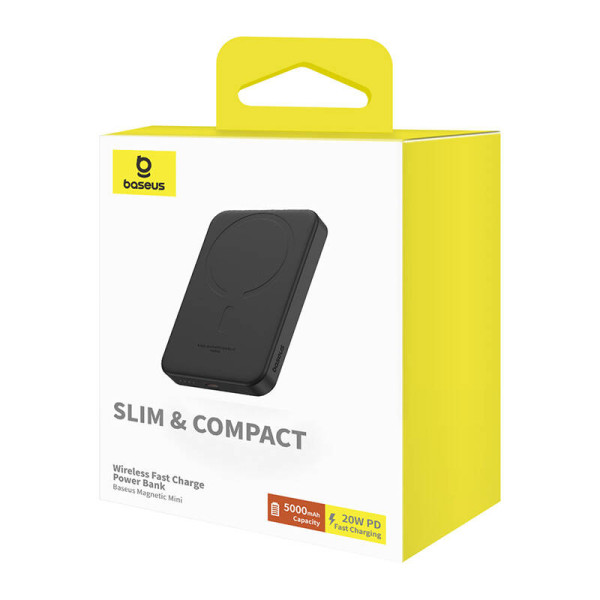 Magnetinis Mini Powerbank Baseus 5000mAh USB-C 20W juodas