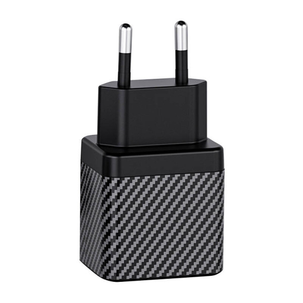 Sieninis įkroviklis INVZI GaN 2x USB-C 45W EU juodas