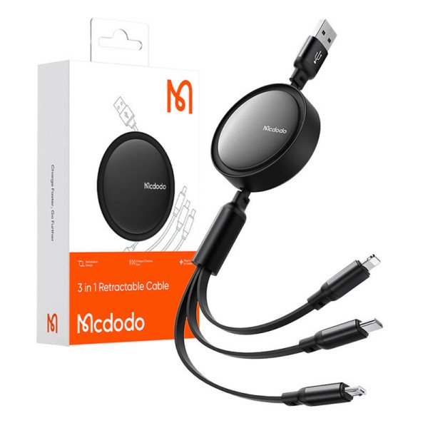 3in1 USB į USB-C / Lightning / Micro USB kabelis Mcdodo CA-7256 35 A 12 m juodas