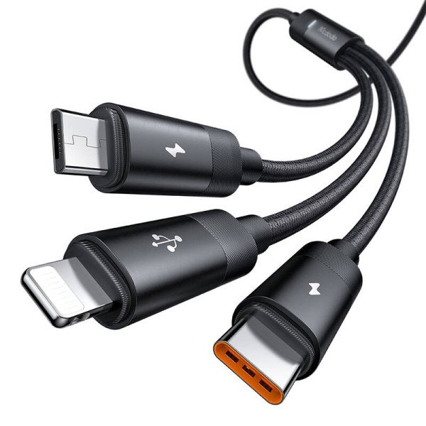 „3 viename“ USB į USB-C / „Lightning“ / „Micro USB“ laidas „Mcdodo CA-5790“ 35 A 12 m juodas