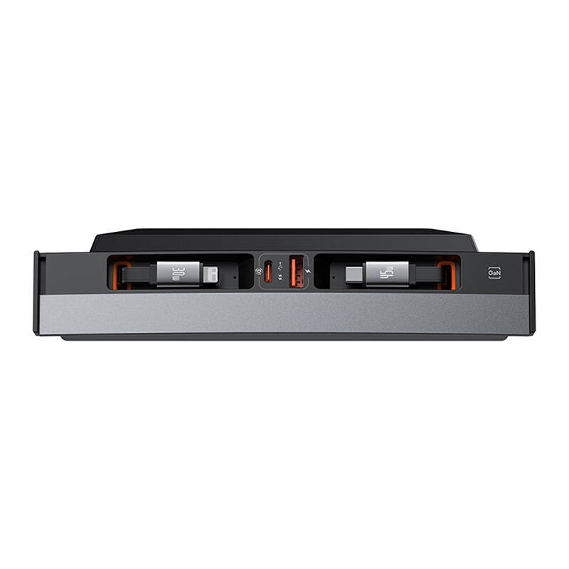 Hub Baseus T-Space su USB-C ir žaibo laidais skirtais Tesla automobiliams juodas Hub Baseus T-Space su USB-C ir žaibo laidais skirtais Tesla automobiliams juodas