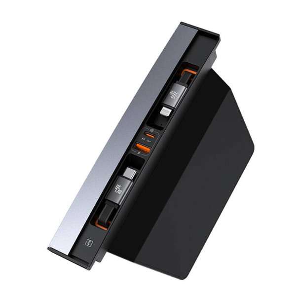 Hub Baseus T-Space su USB-C ir žaibo laidais skirtais Tesla automobiliams juodas