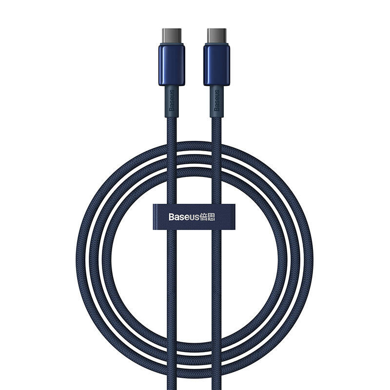 Laidas iš USB-C į USB-C Baseus Tungsten Gold 100 W 1 m mėlynas Laidas iš USB-C į USB-C Baseus Tungsten Gold 100 W 1 m mėlynas