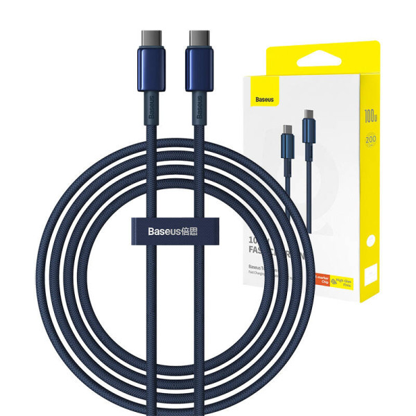 Laidas iš USB-C į USB-C Baseus Tungsten Gold 100 W 2 m mėlynas