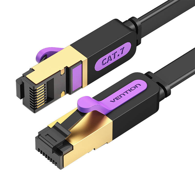 Plokščias tinklo kabelis UTP CAT7 Vention ICABK RJ45 Ethernet 10Gbps 8m juodas Plokščias tinklo kabelis UTP CAT7 Vention ICABK RJ45 Ethernet 10Gbps 8m juodas