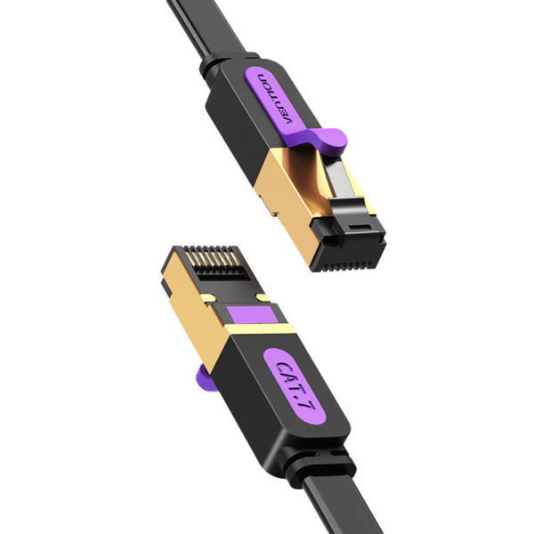 Plokščias tinklo kabelis UTP CAT7 Vention ICABK RJ45 Ethernet 10Gbps 8m juodas