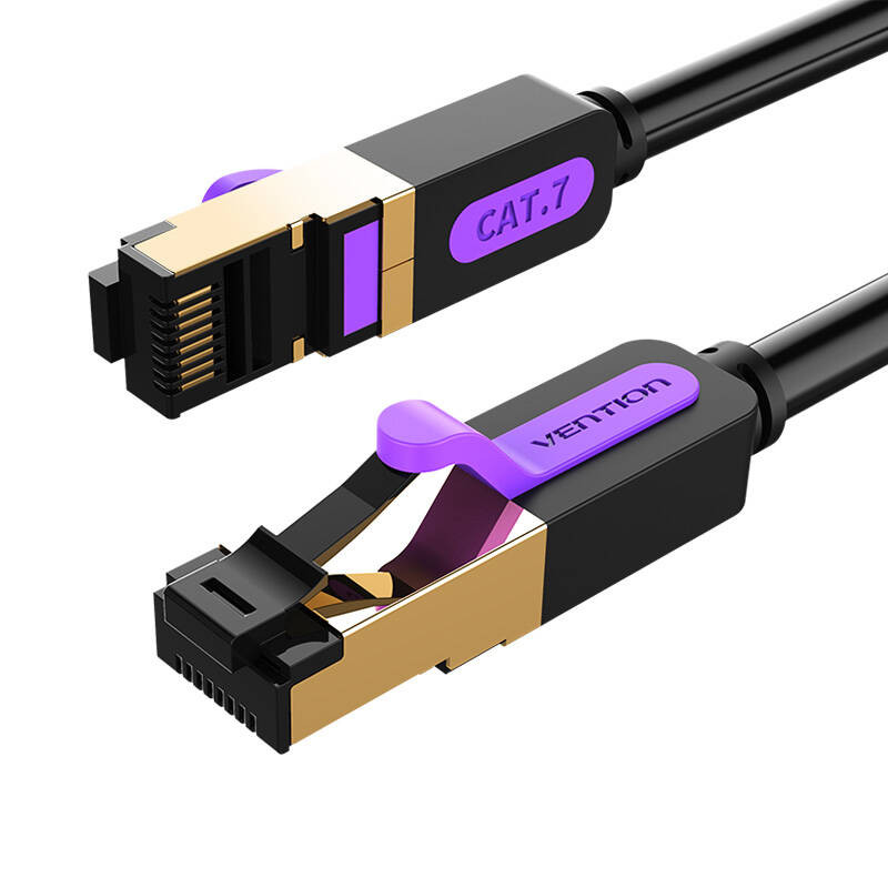 Tinklo kabelis CAT7 SFTP Vention ICDBF RJ45 Ethernet 10Gbps 1m juodas Tinklo kabelis CAT7 SFTP Vention ICDBF RJ45 Ethernet 10Gbps 1m juodas
