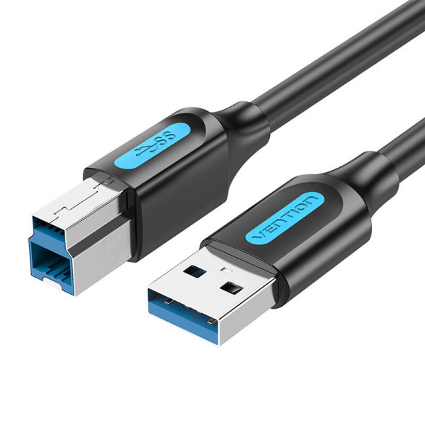 USB 30 A–B spausdinimo kabelis Vention COOBI 2A 3m Black PVC