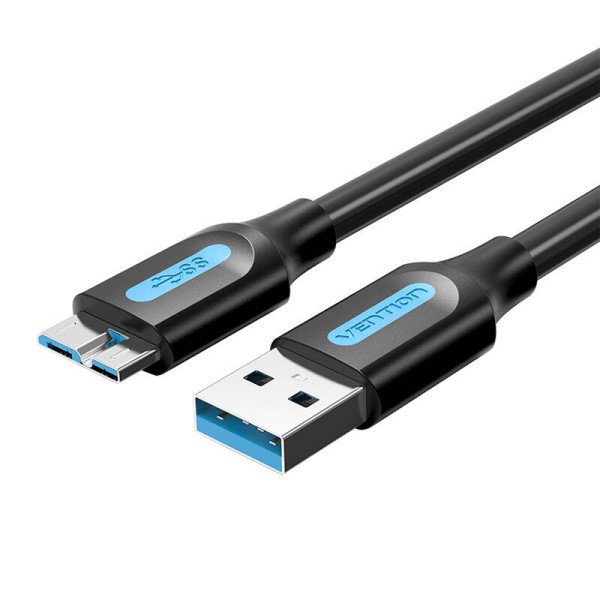 USB 30 A iki Micro-B laidas Vention COPBC 2A 025m Black PVC