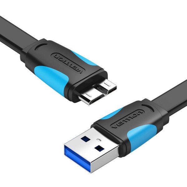 Plokščias USB 30 A iki Micro-B laidas Ventiliacija VAS-A12-B200 2m juoda