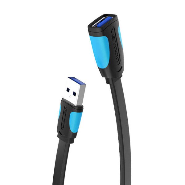 Plokščias USB 30 ilgintuvas VAS-A13-B150 15 m juodas