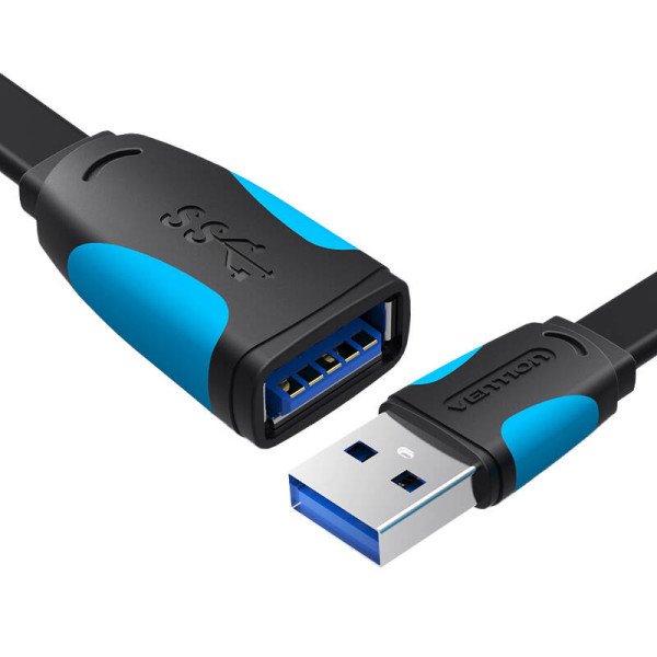 Plokščias USB 30 ilgintuvas Vention VAS-A13-B100 1m Black