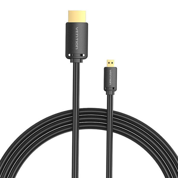 HDMI-D kištukas su HDMI-A kištuku kabelio ventiliacija AGIBH 2m 4K 60Hz juodas