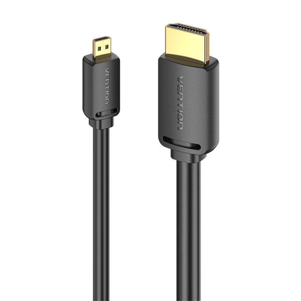 HDMI-D kištukas su HDMI-A kištuku kabelio ventiliacija AGIBH 2m 4K 60Hz juodas