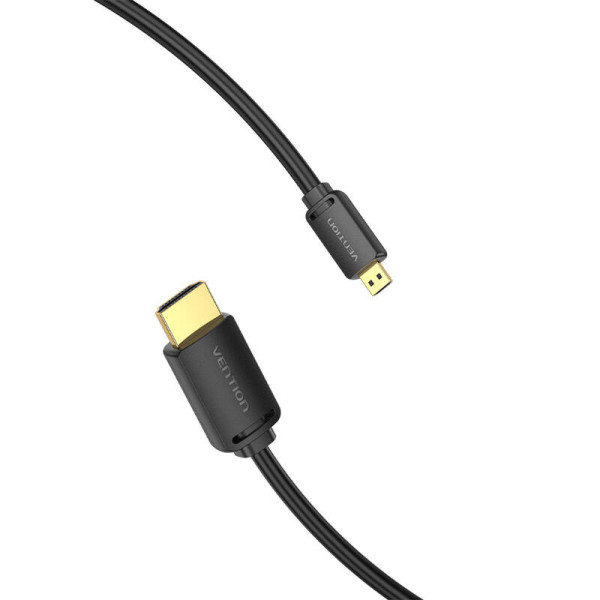 HDMI-D kištukas su HDMI-A kištuku kabelio ventiliacija AGIBH 2m 4K 60Hz juodas
