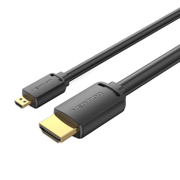 HDMI-D kištukas su HDMI-A kištuku kabelio ventiliacija AGIBH 2m 4K 60Hz juodas