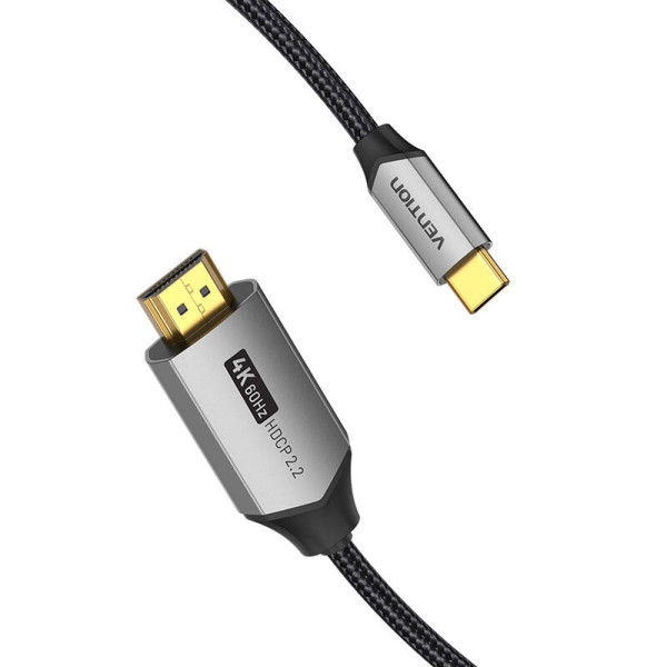 USB-C arba HDMI 20 laidas Vention CRBBF 1m 4K 60Hz juodas