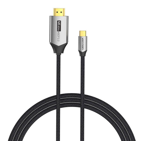 USB-C arba HDMI 20 laidas Vention CRBBH 2m 4K 60Hz juodas