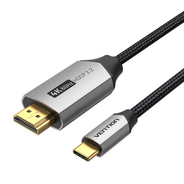 USB-C arba HDMI 20 laidas Vention CRBBH 2m 4K 60Hz juodas