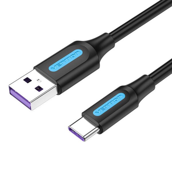USB 30 A–USB-C kabelio ventiliacija COZBD 3A 05 m juodas PVC