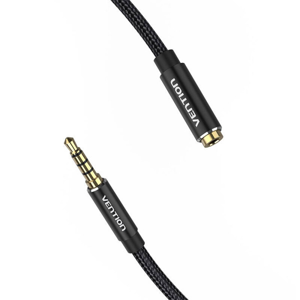 Kabelio garso TRRS 35 mm kištukinis iki 35 mm moteriškas ventiliatorius BHCBJ 5 m juodas