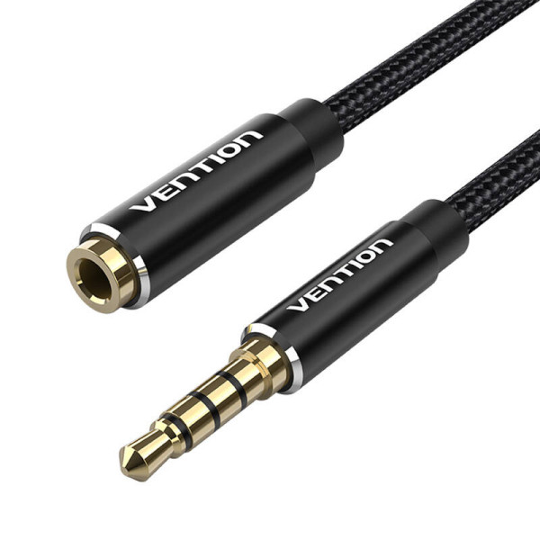 Kabelio garso TRRS 35 mm kištukinis iki 35 mm moteriškas ventiliatorius BHCBJ 5 m juodas