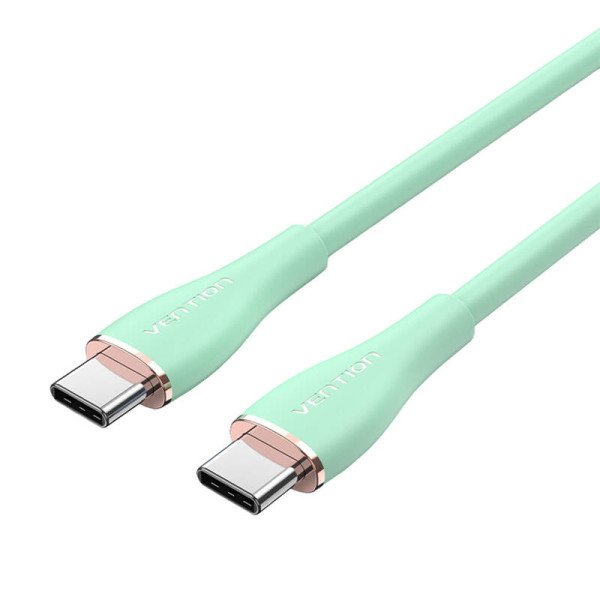 USB-C 20 į USB-C ventiliacijos laidas TAWGG 15 m PD 100 W šviesiai žalias silikonas