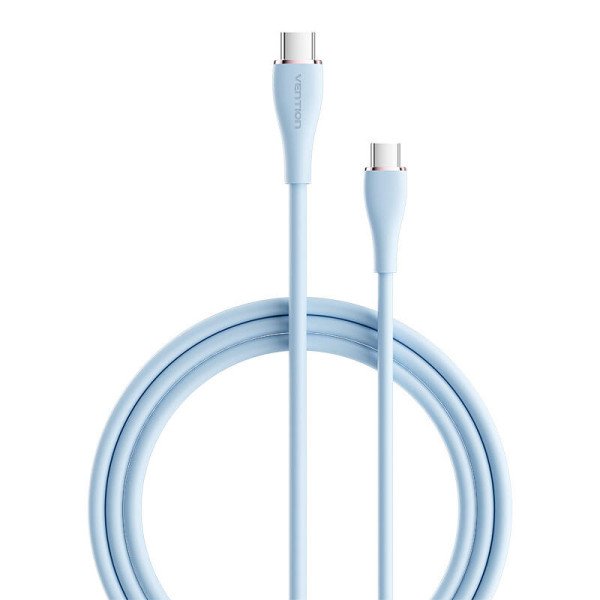 USB-C 20 į USB-C kabelio ventiliacija TAWSF 1m PD 100W mėlynas silikonas